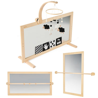GROWGO Montessori Infant Gym with 3-in-1 Wooden Mirror